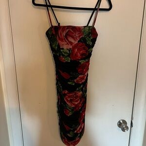 Teeze Me Strapless Black and Red Floral Dress